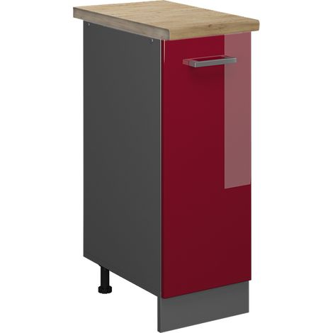 Armadio cucina dispensa alto R-Line, Rosso bordeaux lucido, 30 cm , PL Rovere, Vicco