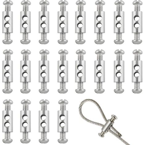20pcs Cable Clips with Screw Terminal Cap, Cable Clips for 1-2mm Diameter Cable and Wire, Double Ended Cable and Steel Wire Clips (1/4)