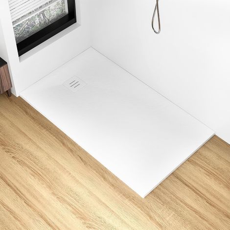 White Shower Tray with Waste Drain,Anti-Slip,Walk-in Tray,1000 x 700 mm