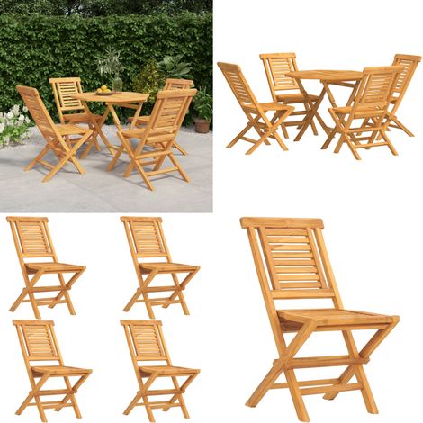 5-tlg. Garten-Essgruppe Massivholz Teak - Holztisch - Gartentisch - Essgruppe - Gartenmöbel - Teakholz - Home & Living