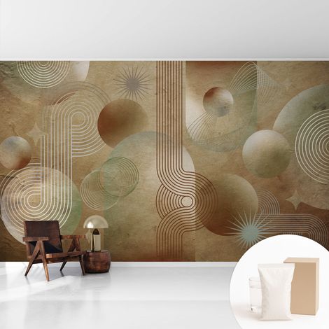 Tapete Vliestapete mit Kleber modern Wohnzimmer - Wanddeko Schlafzimmer - Tapete mit Motiv Geometrisches Muster 416x254 cm (1/5)