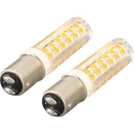 Lot de 2 ampoules LED BA15D 6W base bayonet double contact DC 540LM 76 LED lumière chaude équivalent 60W halogène 100-130V (1/5)