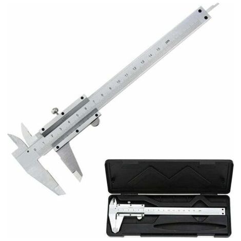 Calibrador analógico Vernier de 150 mm / 0,02 mm en acero inoxidable, herramienta micrométrica de alta precisión con medición de profundidad, para uso profesional en interiores y exteriores. (1/5)