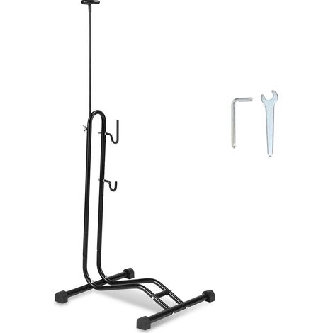 Jiubiaz Soporte para bicicletas 3-en-1 ajustable en altura 18-27,5 pulgadas metal negro de suelo