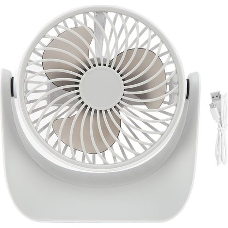 Ventilateur de bureau USB à 3 vitesses, base stable, tête pivotante, chargement USB, petit format, idéal pour la maison, le bureau ou l'école. (1/5)