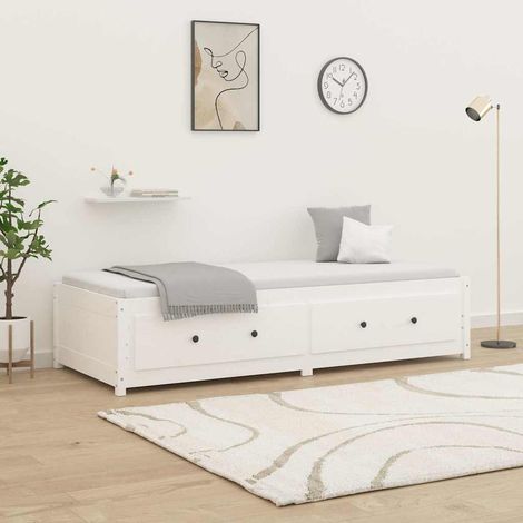 Sofá cama sin colchón madera maciza de pino blanco 90x200 cm (1/5)