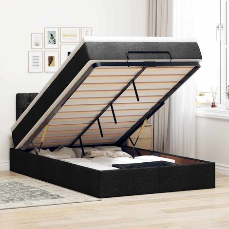 vidaXL Lit ottoman avec matelas noir 120x190 cm tissu (1/5)