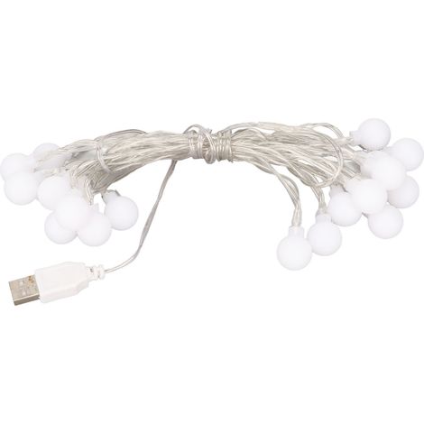 Guirlande lumineuse LED étanche avec alimentation USB - Boules décoratives pour chambre, mariage, fête - Blanc chaud 3m, 20 lumières (1/5)