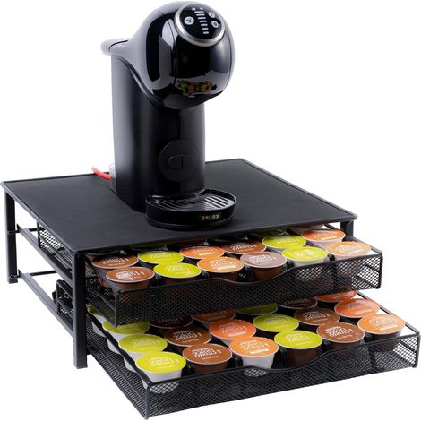 Porte Capsules avec Tiroir  Tiroir de Rangement pour 72 Capsules  Support Organisateur pour Dosettes  Présentoir Pratique et Élégant en Métal