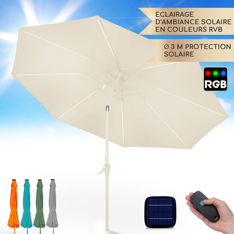 Parasol Blumfeldt calais led cadre aluminium toile polyester uv 50 - beige (1/5)