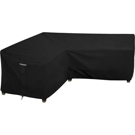 [NON UTILIZZATO] Copertura impermeabile per mobili da giardino a forma di L, tessuto Oxford 210D, antivento, resistente ai raggi UV, per divano da esterno (215x215x87x80cm) - Nero (1/4)