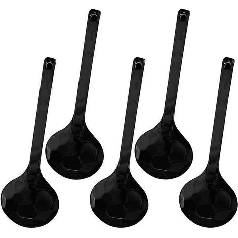 Lot de 5 cuillères à soupe en mélamine en forme de tortue, pour restaurant ou pour ramen.-20.8X6.2X0.5CM-Black