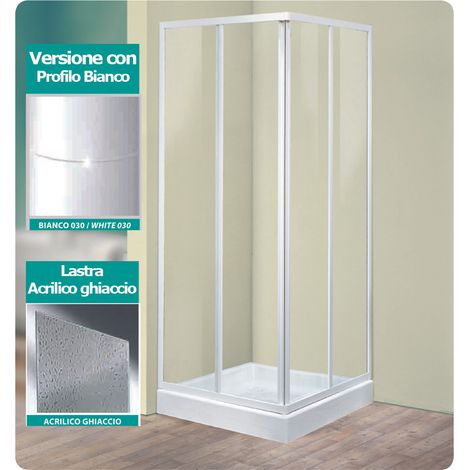 Angolo doccia 70x70 tris a2 lastra acrilico profilo bianco