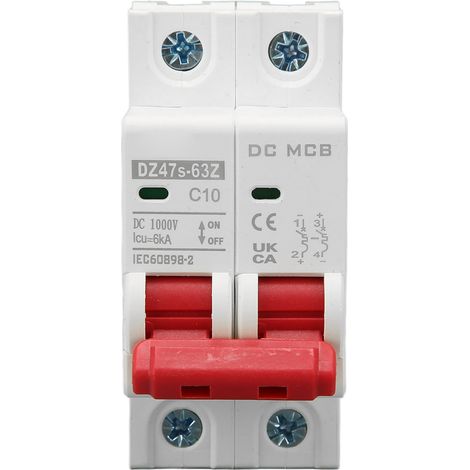 Disjoncteur miniature 2P, capacité de coupure 6000 A, pour petits systèmes photovoltaïques solaires, 1000 V CC, 10 A (1/5)