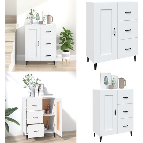 Sideboard Weiß 69,5x34x90 cm Holzwerkstoff - Schreibtisch - Wohnzimmermöbel - Sideboard - Regal - Eiche - Home & Living (1/5)