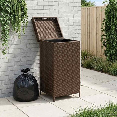 vidaXL Bac à déchets extérieur Marron 40 x 40 x 80 cm polyrotin