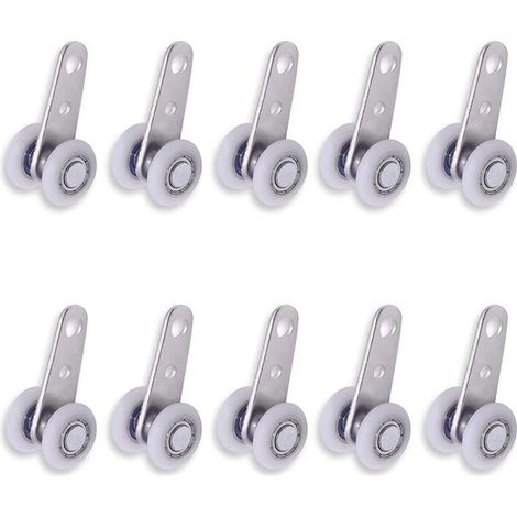 10pcs 49 x 22mm Metal Pulleys with 2pcs Plastic Wheels for Sliding Cabinet Doors (1/5)