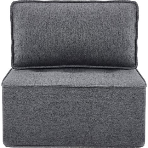 Poltrona modulare singola in lino grigio scuro HOMVRA (1/5)