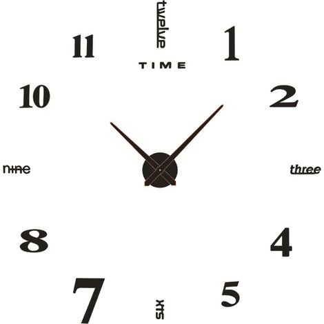 Horloge murale 3D, design moderne, horloge murale en acrylique, autocollant mural, décoration pour le salon(noir) (1/5)
