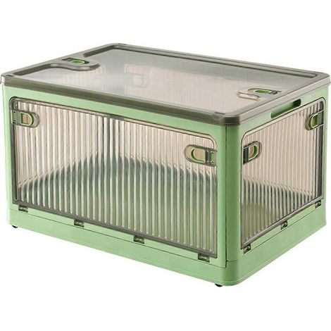 Boîte de rangement pliable à roulettes, grande capacité, transparente, empilable et étanche, idéale pour les placards et l'organisation de la maison. (1/5)