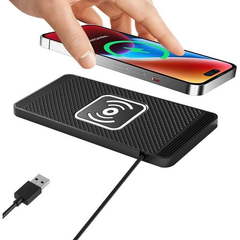 1 Chargeur induction voiture, 15W rapide, tapis antidérapant, support universel, câble USB 30cm
