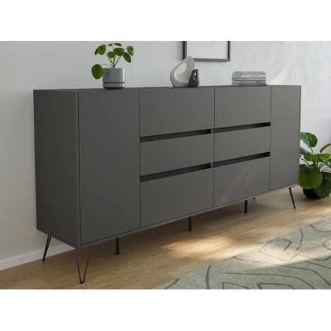 Sideboard Yako XL 200cm 6 SoftClose 2 Türen Grafit