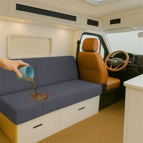 Housse Banquette Extensible pour Camping-Car avec 2 Sangles Antidérapantes (1/5)