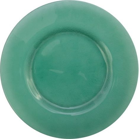 Assiette Plate Ronde en Verre Vert Clair Décor pour Service de Table D28 cm - PANGIVO (1/2)