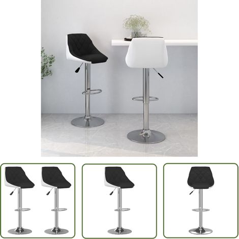 The Living Store Tabourets de bar lot de 2 noir et blanc similicuir - Tabouret De Bar - Chaise De Comptoir - Tabourets De Bar - Meubles De Cuisine - Mobilier Moderne (1/5)