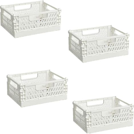 4 Cagette, Pliable, Poignée, Plastique ABS, Rangement, Cuisine Bureau Chambre