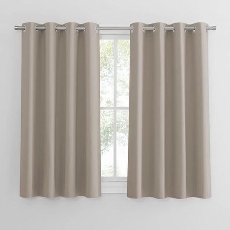 FENOPLASTICARideaux Occultants - Rideaux Thermiques Unis à Oeillets - Lumineux et Occultants - Décoration pour Chambre, Maison, Cuisine - 132x160cm Blanc Cassé - 2 Pièces