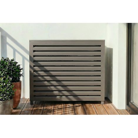 Klimaanlagen- und Wärmepumpenabdeckung ANETO Aluminium taupe – Größe M (1/5)