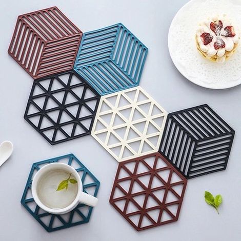 Untersetzer für Pfannen 8 teilig Silikon Untersetzer Set Multifunktionales Küchenutensil für Schüsseln, Geschirr und Tischsets Spülmaschinenfest (1/5)
