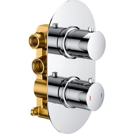 RAK Thermostatic Round 2 Outlet Concealed Shower Valve Dual Handle - Chrome (1/2)