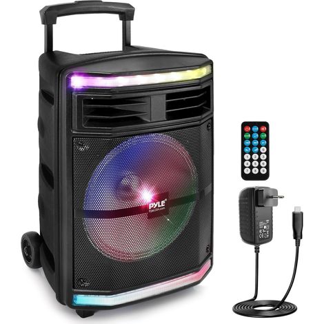 Enceinte Bluetooth Puissante 600 W, Enceinte Sono Portable, sans Fil, Eclairage LED et avec Roues, SD/USB/AUX, Karaoke Adulte, Noir (1/5)