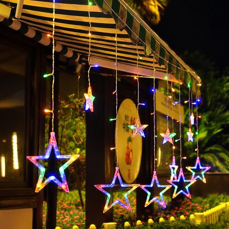 Rideau lumineux LED modèle cinq étoiles multicolore modèle solaire avec télécommande 20 × 11 × 22 cm 500 g – Livraison gratuite