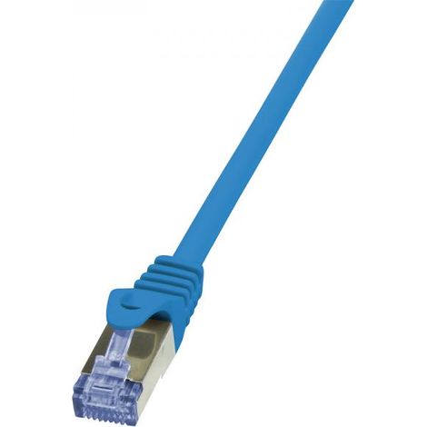 LogiLink CQ3036S RJ45 Cavo di rete, cavo patch CAT 6A S/FTP 1.00 m Blu Ritardante di fiamma, con protezione 1 pz.