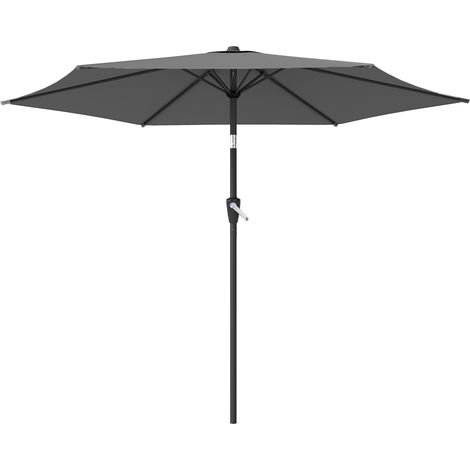 Parasol inclinable 270 cm manivelle protection UV 50+ gris foncé