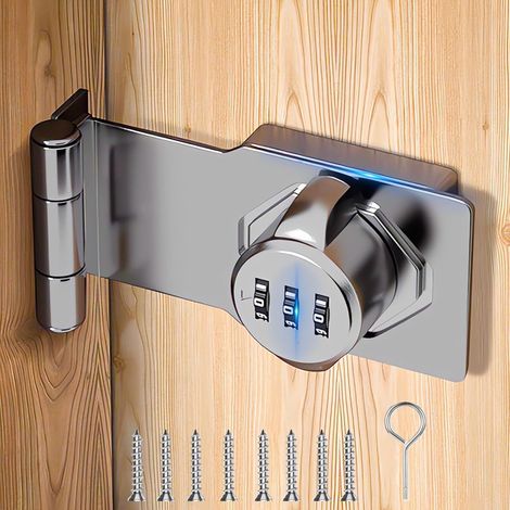 Serrure en acier inoxydable Argent avec vis pour porte de maison,armoire et fenêtre - à combinaison (1/4)