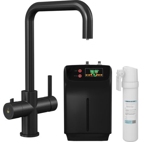 3 in 1 Instant Hot Water Kitchen Sink Tap with Tank and Filter - Matt Black - Modern Mixer Tap by Balterley (1/5)