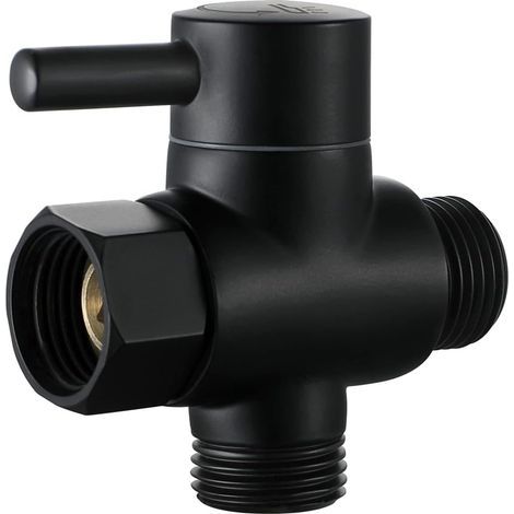 Valve 3 Voies en Laiton Massif, Inverseur à 3 Voies Commutateur Vanne, Adaptateur Douche Accessoire, Vanne D'Adaptateur en T G1 / 2", Pour Douche, Douchette et Bras de Douche Inverseur (Noir C) (1/5)