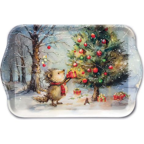 Mini plateau hérisson et sapin décoré