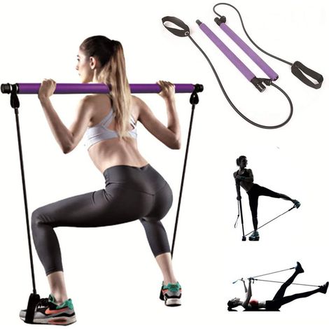 1 Kit barre Pilates portable, équipement fitness avec bande résistance, mousse épaisse, yoga maison (1/5)