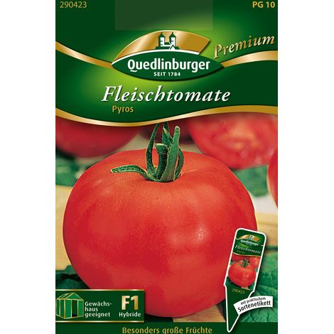 Quedlinburger Saatgut – Tomate charnue Pyros – Graines de légumes, hybride, fruits ronds d'env. 150 g (1/2)