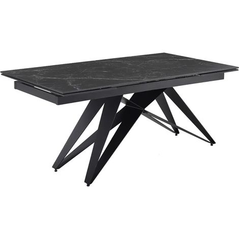 Table extensible 180/260 cm céramique noir marbré pied géométrique - INDIANA 03 (1/5)