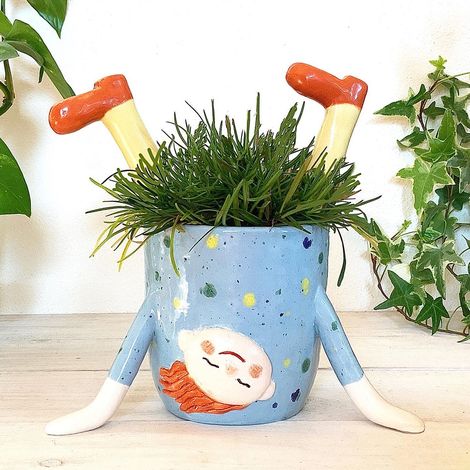 Pot de fleurs mignon pour filles, pot de fleurs amusant en résine, jardinière pour plantes succulentes, décoration de bureau (1/5)