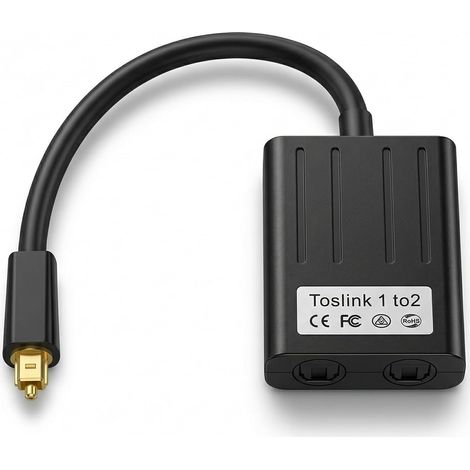 Répartiteur 1 en 2 Sort 0,2 m Noir 1 Entrée vers 2 Sorties Répartiteur Cable Fibre Optique Audio Compact Connecteurs Résistants Transmission Stable pour TV,DVD Amplificateur Barre De Son (1/5)