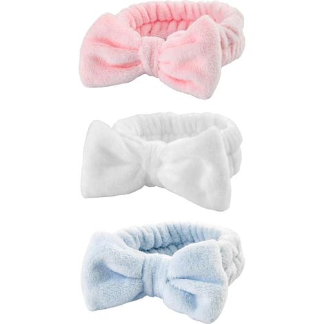 3 Pièces Bandeau de Cheveux pour Se Laver Le Visage, Bandeaux de Spa de Sport de Maquillage pour Femmes, Bandeaux de Douche à Noeud Papillon en Microfibre pour Femmes et Filles (1/5)