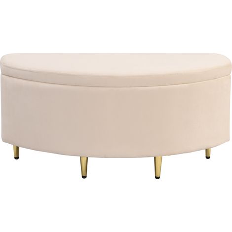 Banco arcón de terciopelo beige con patas metálicas 90 x 40 x 42 cm (1/5)