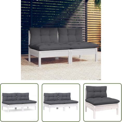 The Living Store 2-Sitzer-Gartensofa mit Anthrazit Kissen Massivholz Kiefer - Gartensofa - Outdoor Möbel - Balkonmöbel - Terrassenmöbel - Lounge Set (1/5)